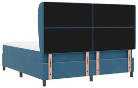 Cama Box com Colchão Azul Escuro 180 x 200 cm em Veludo