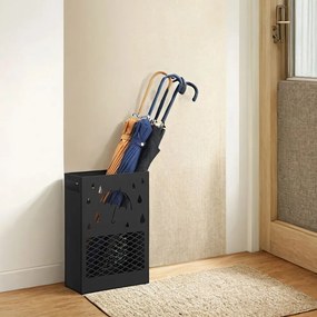 Suporte para guarda-chuvas em metal retangular 28 x 12 x 41 cm preto
