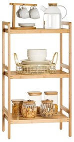 Estante de bambu com 3 prateleiras, 45 x 31,5 x 80 cm cor natural