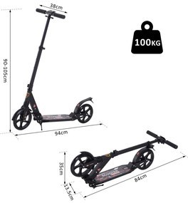 Trotinette dobravel com o guiador ajustável da altura trotinete para adultos e crianças acima de 14 anos carga 100 kg