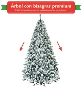 Árvore de Natal com 2,25 m, sem iluminação, com dobradiças e base metálica Verde