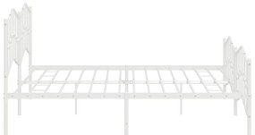 Estrutura de cama com cabeceira e pés 200x200 cm metal branco