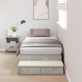 Cama de Armazenamento Cinza Concreto 90x200 cm