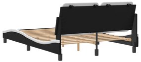 Estrutura cama c/ cabeceira couro artif. 140x190cm preto/branco