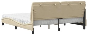 Cama com colchão 180x200 cm tecido cor creme