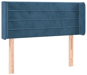 Cabeceira de cama c/ luzes LED veludo 83x16x78/88cm azul-escuro