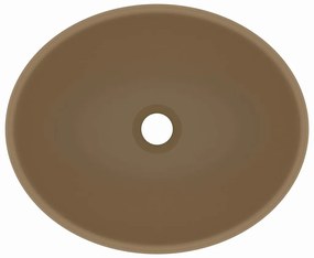 Lavatório luxuoso formato oval 40x33 cm cerâmica creme mate