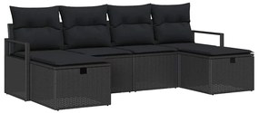 Conjunto de Sofá para Jardim de 6 Peças com Almofadas em Rattan Poliés