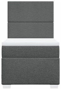 Cama com molas/colchão 100x200 cm tecido cinza-escuro