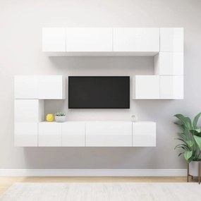 10 pcs conjunto de móveis de TV derivados de madeira branco