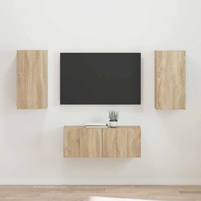 vidaXL Conjunto de móvel de TV Montado na parede 2 pcs Carvalho Sonoma