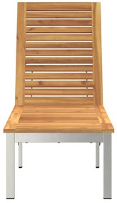 Espreguiçadeira com rodas 207x58x35 cm Madeira sólida de acácia e Aço