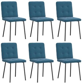Cadeiras de jantar 6 pcs veludo azul