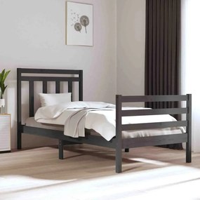 vidaXL Estrutura cama solteiro 90x200 cm madeira maciça cinzento