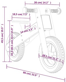 Bicicleta de equilíbrio para crianças com estampa cinzento