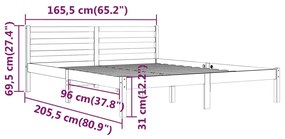 Estrutura de cama 160x200 cm pinho maciço branco