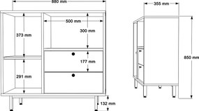 Aparador de cozinha "Toledo" - Carvalho e Antracite - 88x85x35.5cm - D
