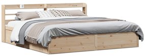 Estrutura de cama com cabeceira 200x200 cm pinho maciço