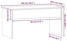 Mesa de Centro Beira Elevatória de 102 cm - Madeira Rústica - Design M