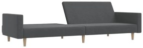 Sofá-cama de 2 lugares tecido cinzento-claro