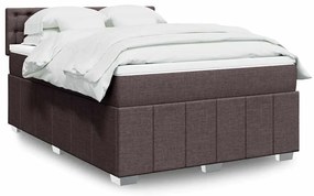 vidaXL Cama com molas/colchão 140x190 cm tecido castanho-escuro
