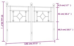 Cabeceira de cama 140 cm metal preto