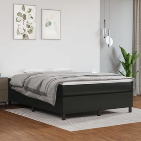 3121041 vidaXL Estrutura de cama com molas 140x190 cm couro artificial preto