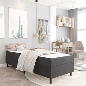 vidaXL Cama boxspring 90x200 cm tecido cinzento-escuro