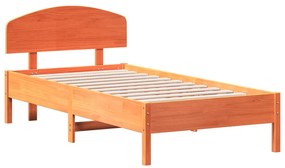 Cama sem colchão 75x190 cm madeira de pinho maciça castanho-mel