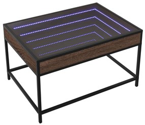 Mesa de centro luzes LED Infinity 70x50x41 cm carvalho castanho