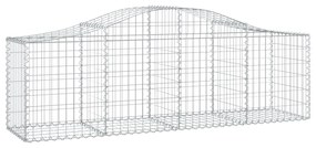 Cestos gabião arqueados 3 pcs 200x50x60/80 cm ferro galvanizado