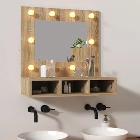 808885 vidaXL Armário espelhado com LED 60x31,5x62 cm carvalho sonoma