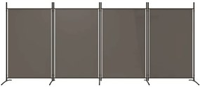 Divisória de quarto com 4 painéis 346x180 cm tecido antracite