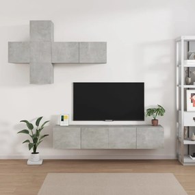 vidaXL Conjunto móveis de TV 7 pcs madeira processada cinzento cimento
