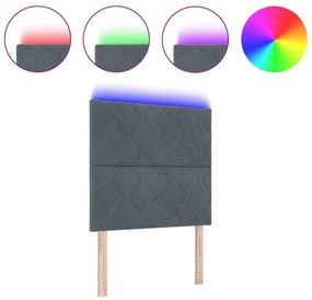 Cabeceira LED Design Blocos de Diamante Cinza Escuro 90 cm em Veludo