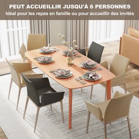 Mesa de jantar retangular para 6 pessoas 150 x 80 x 76 cm (CADEIRAS NÃO INCLUIDAS), mesa de cozinha de 150 cm em madeira maciça ,efeito madeira natura