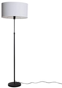 Vloerlamp zwart met ovale linnen kap wit 50cm - Parte Moderno