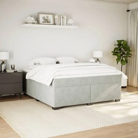 Cama com molas/colchão 180x200 cm veludo cinzento-claro