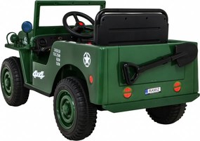 Jipe elétrico para Crianças Retro Military 12V 4x4, Rodas de EVA Verde