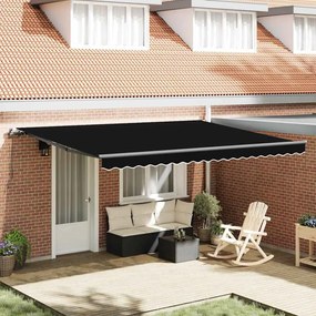 Toldo Retrátil Preto Manual Preto 450 × 300 cm Poliéster