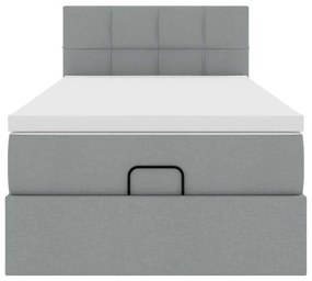 Cama otomana com colchão 100x200 cm tecido cinzento claro