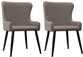 vidaXL Cadeiras de jantar 2 pcs tecido cinzento-acastanhado