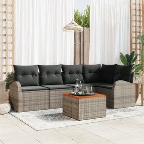 Conjunto de Sofá de Jardim vidaXL 6 Peças com Almofadas Cinzento Ratta