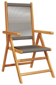 Cadeiras de jardim reclináveis 6 pcs acácia maciça cinzento