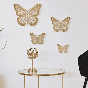 CONJUNTO DE BORBOLETAS DE PAREDE 4 PEÇAS CM 35X2X29-25X2X19-20,5X2X16-16X2X12 DOURADO