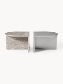 Mesa de centro oval em metal e mármore Leander, 2 uni.