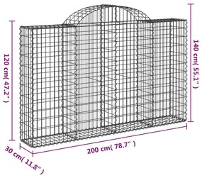 Cestos gabião arqueados 11pcs 200x30x120/140 ferro galvanizado