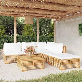 vidaXL 6 pcs conjunto lounge jardim c/ almofadões madeira teca maciça