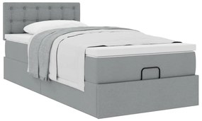 Cama otomana com colchão 90x200 cm tecido cinzento claro