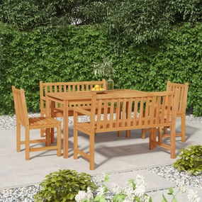 vidaXL 5 pcs conjunto de jantar p/ jardim madeira de teca maciça